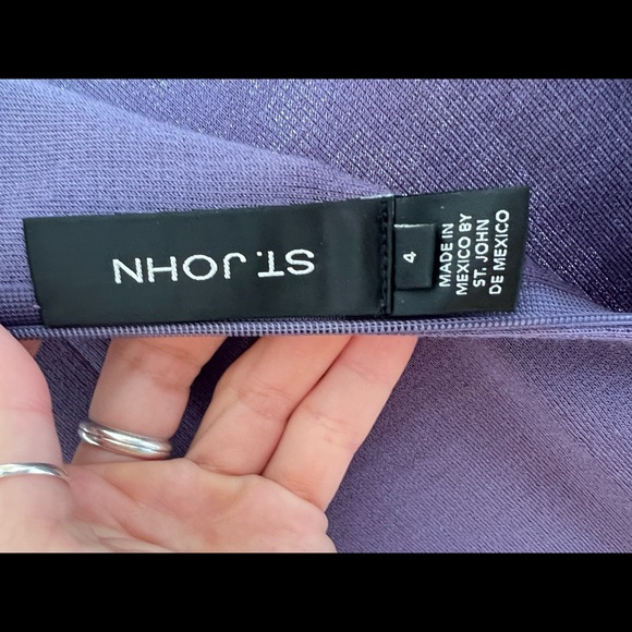 St. John Collection Blue/Plum/Mauve Knit knee Length Pencil Skirt Size 4 - Picture 8 of 9